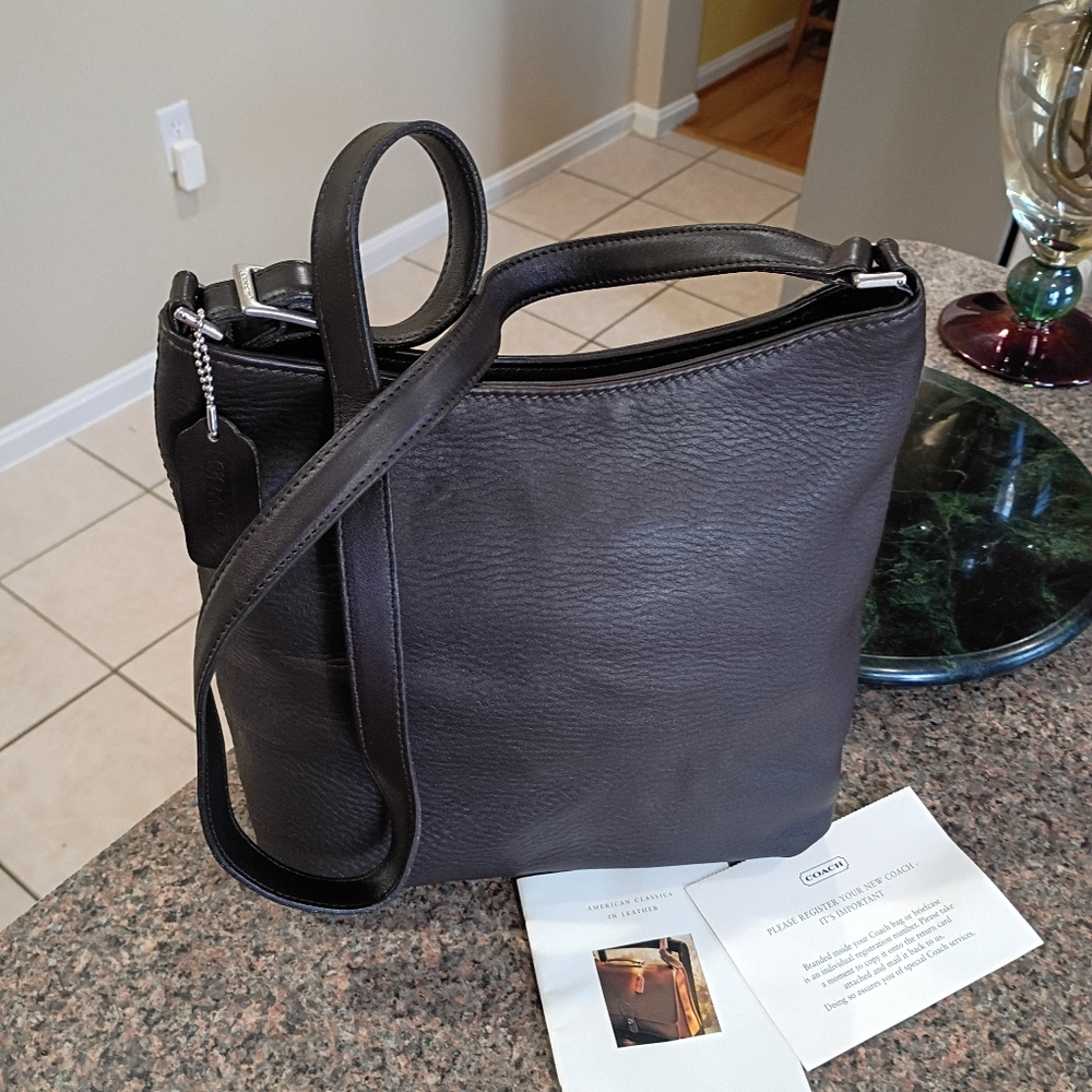 Coach Hudso Brown Pebble Leather Bucket  Shoulder Or Cross body Bag - Picture 17 of 17